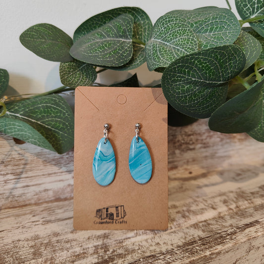 Blue marble effect teardrops