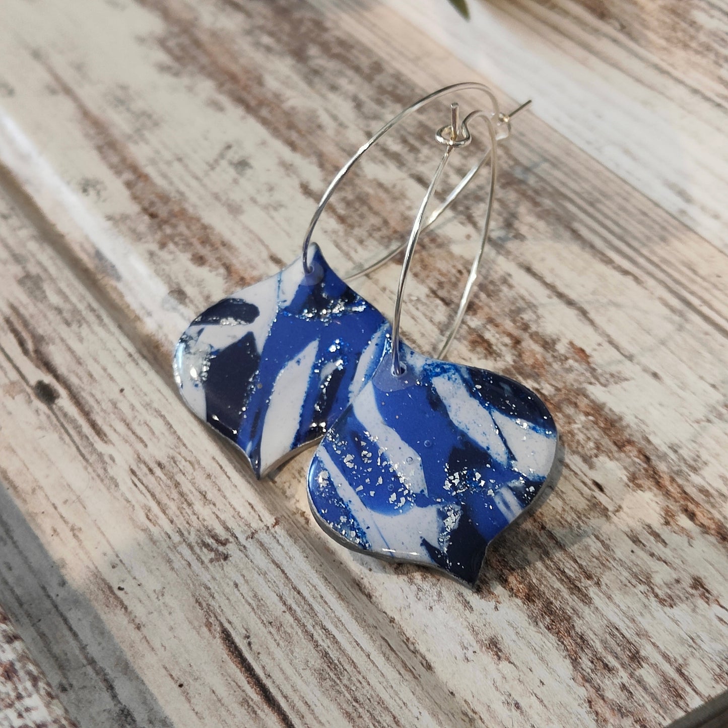 Blue sparkly bauble earrings