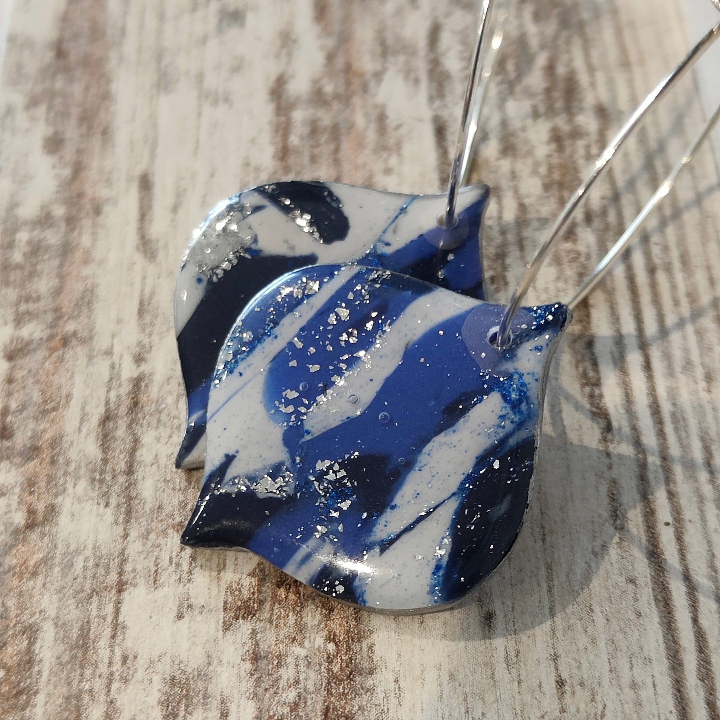 Blue sparkly bauble earrings